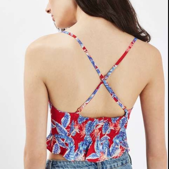 Topshop Tops - TOPSHOP | Hawaiian Flower Print Crop Top SZ 6